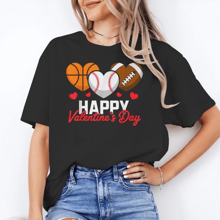 Happy Valentine’s Day Basketball Football Baseball Hearts Unisex T-Shirt