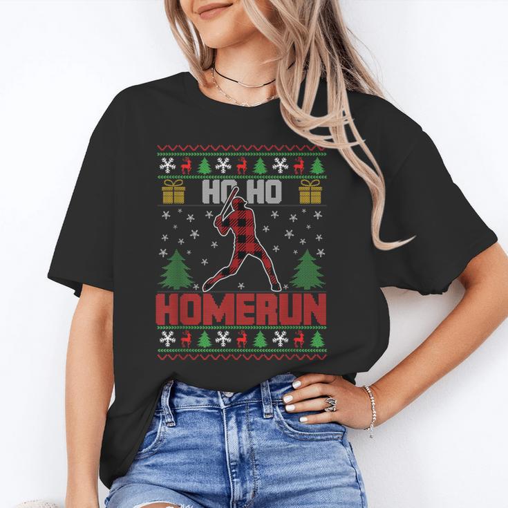 Ho Ho Homerun Xmas Sports Player Baseball Ugly Christmas Unisex T-Shirt