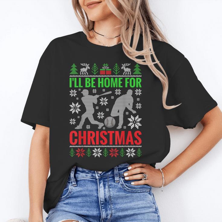 I'Ll Be Home For Christmas Baseball Xmas Unisex T-Shirt