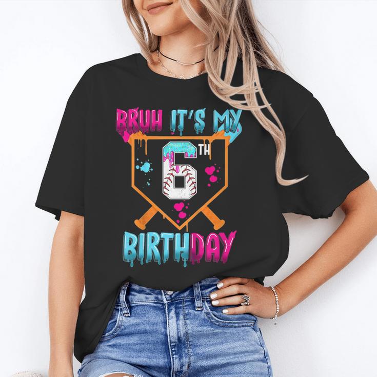 Kids Baseball Drip Bruh It's My 6th Birthday Boy Ice Cream Drip Unisex T-Shirt