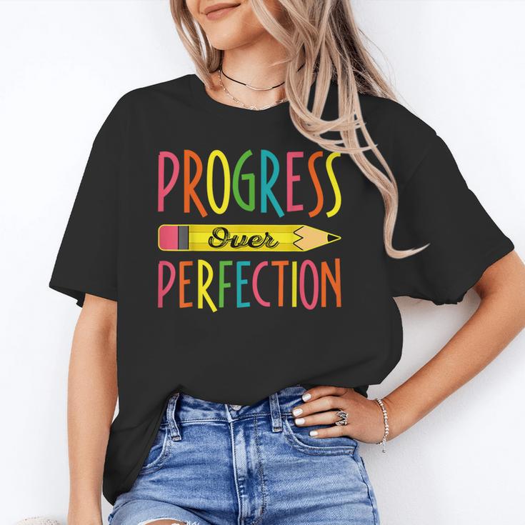 Motivational Quotes Back To School Progress Over Perfection Unisex T-Shirt Motivational Quotes Back To School Progress Over Perfection Unisex T-Shirt