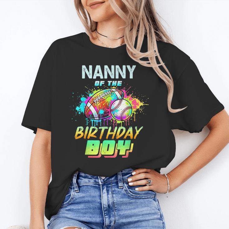 Nanny Of The Birthday Boy Baseball Football Colorful Unisex T-Shirt