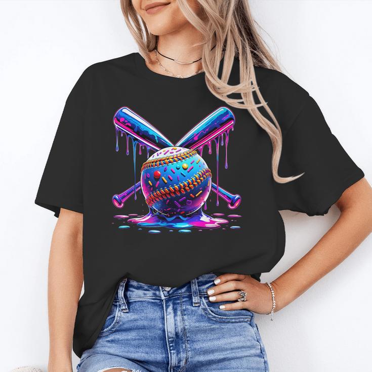 Neon Dripping Baseball And Bats Colorful Sports Art Unisex T-Shirt Neon Dripping Baseball And Bats Colorful Sports Art Unisex T-Shirt