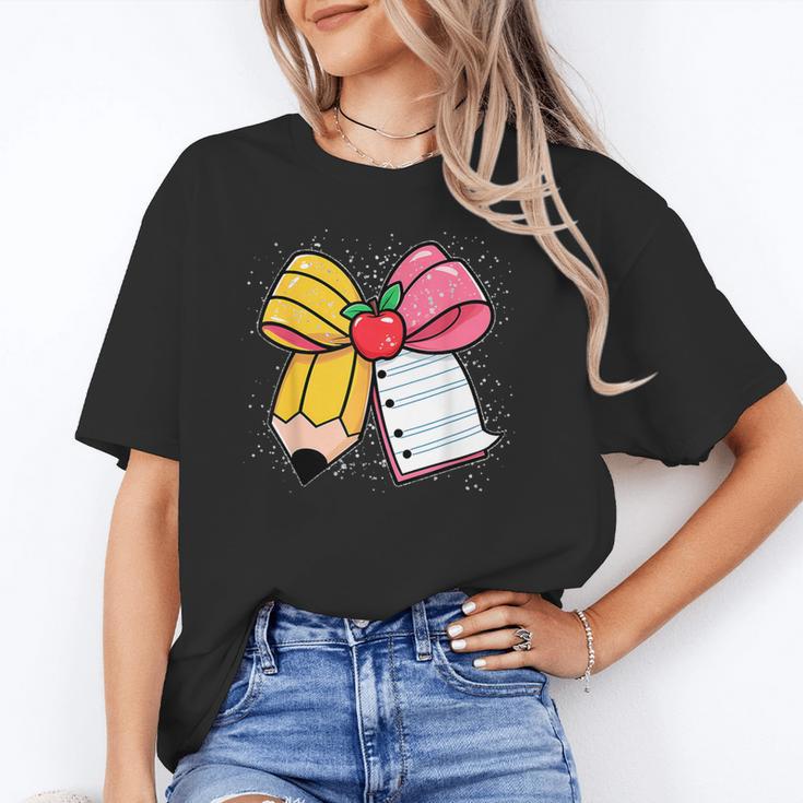 Pencil Coquette Bow Happy First Day Of School Back To School Unisex T-Shirt Pencil Coquette Bow Happy First Day Of School Back To School Unisex T-Shirt