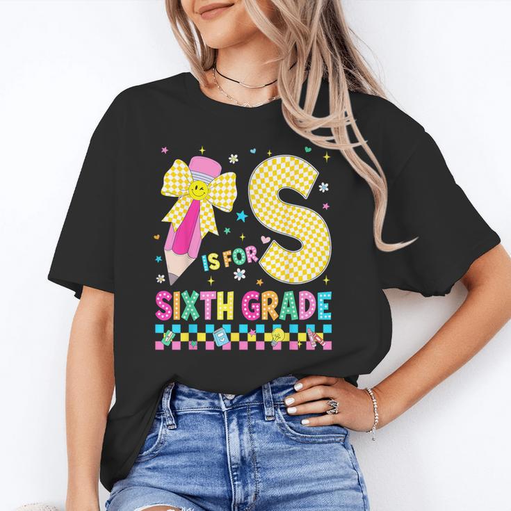S Is For Sixth Grade Back To School Pencil Bow 6th Grade Kid Unisex T-Shirt S Is For Sixth Grade Back To School Pencil Bow 6th Grade Kid Unisex T-Shirt
