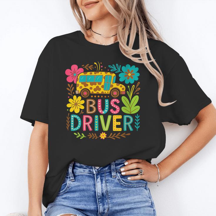 School Bus Driver Boho Floral Leopard Back To School Womens Unisex T-Shirt School Bus Driver Boho Floral Leopard Back To School Womens Unisex T-Shirt