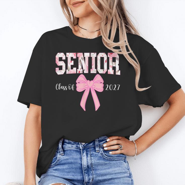 Senior 2027 Floral Pink Bow Back To School Class Of 2027 Unisex T-Shirt