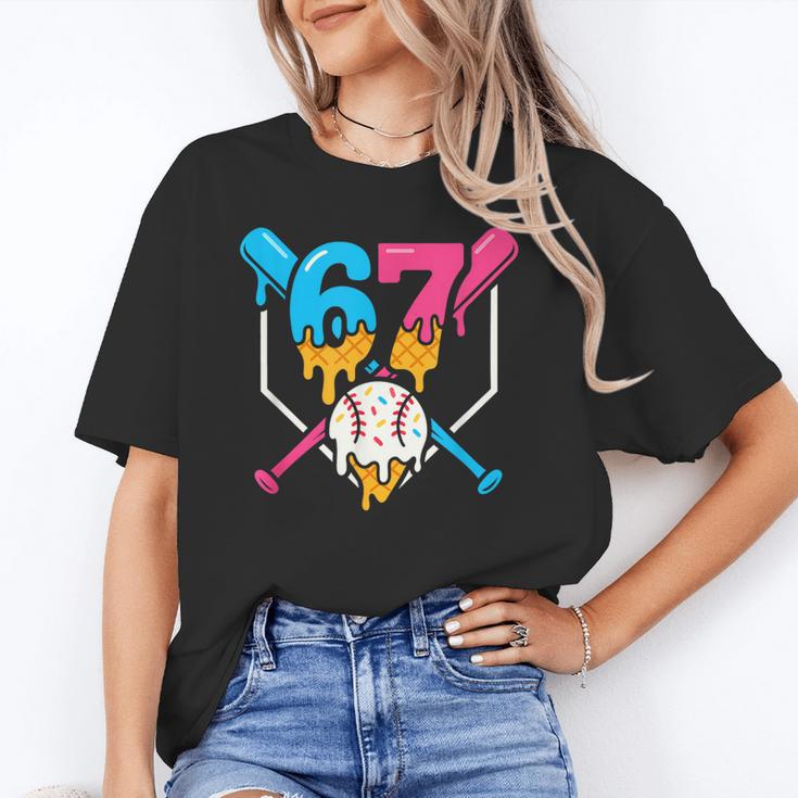 Six Seven Baseball Ice Cream Drip Cool 67 Gen Alpha Slang Unisex T-Shirt