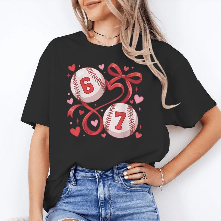 Six Seven Baseball Lover Sports Red Heart Bow Valentine Girl Unisex T-Shirt