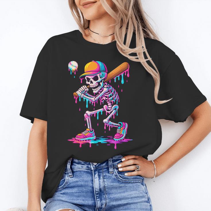 Skelton Playing Baseball Halloween Baseball Drip Boys Kids Unisex T-Shirt