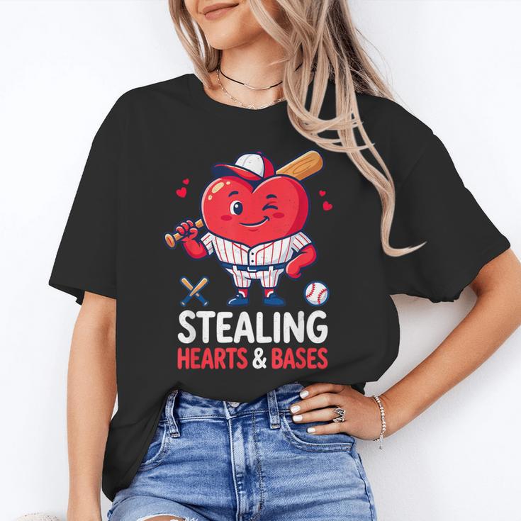 Stealing Hearts And Bases Baseball Player Valentine's Day Unisex T-Shirt