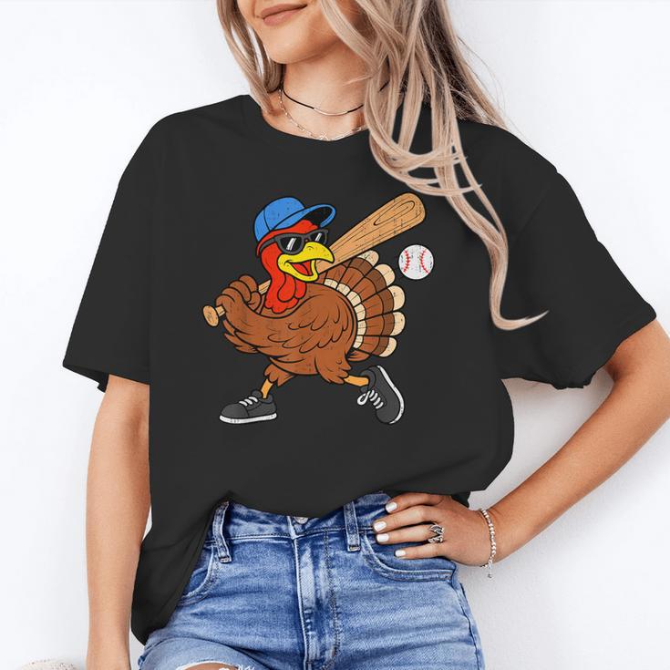 Turkey Baseball Thanksgiving Sports Humor Men Boy Kids Unisex T-Shirt