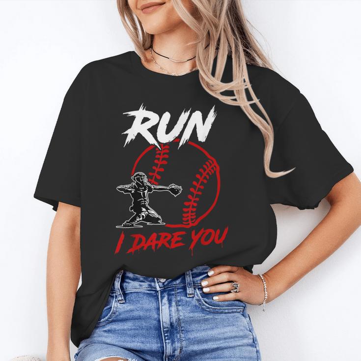 Vintage Baseball Catcher Boys Go Ahead Run I Dare You Unisex T-Shirt