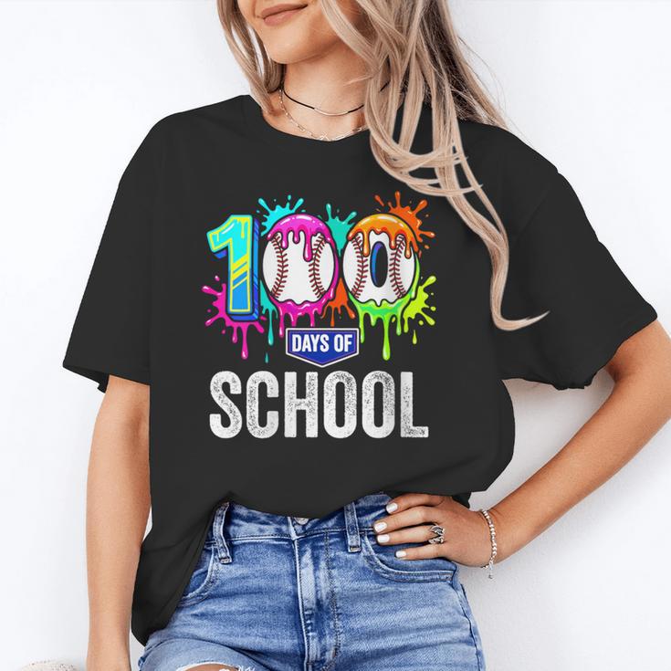 Women's 100 Days Of School Dripping Baseball Boys Kids Teacher Unisex T-Shirt Women's 100 Days Of School Dripping Baseball Boys Kids Teacher Unisex T-Shirt