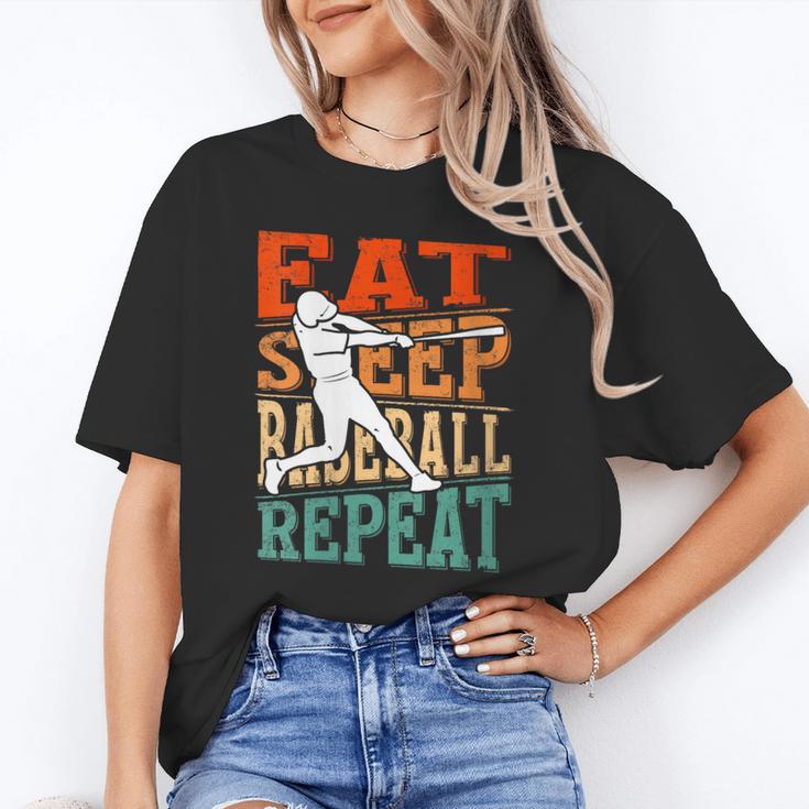 Women's Eat Sleep Baseball Repeat Vintage Player Sport Lover Retro Unisex T-Shirt