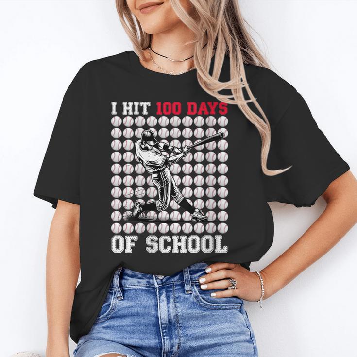 Women's I Hit 100 Days Of School Baseball 100th Day Boys Kids Unisex T-Shirt