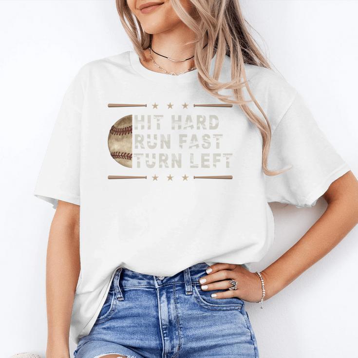 Baseball Hit Hard Run Fast Turn Left Men Boys Unisex T-Shirt Baseball Hit Hard Run Fast Turn Left Men Boys Unisex T-Shirt