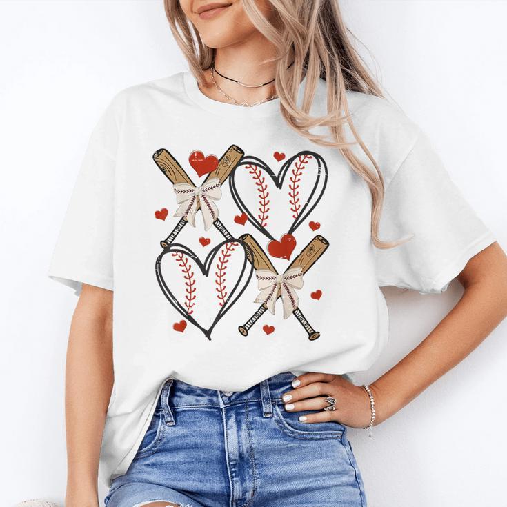 Coquette Bow XOXO Baseball Lover Heart Valentine Game Day Unisex T-Shirt