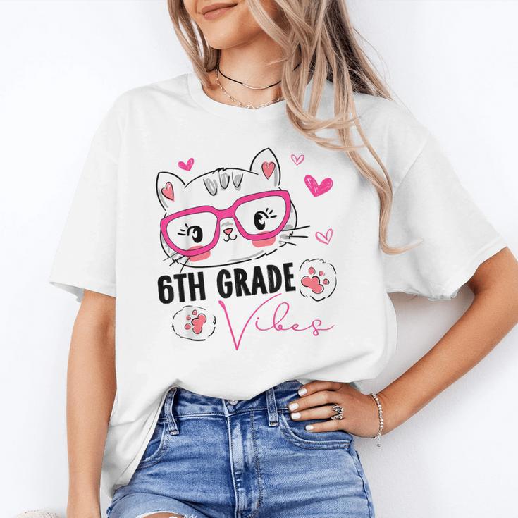 Cute 6th Grade Vibes Cat Kitten Lover Back To School Girls Unisex T-Shirt