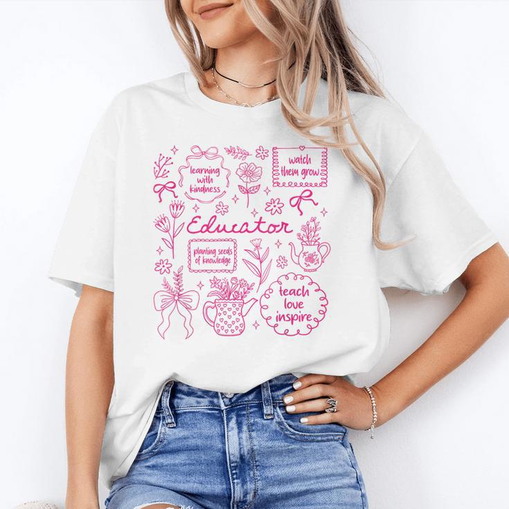 Educator Love Inspire Teach Pink Bow Back To School Unisex T-Shirt Educator Love Inspire Teach Pink Bow Back To School Unisex T-Shirt
