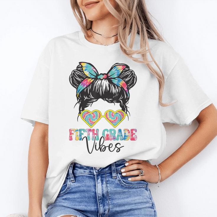 Fifth Grade Vibes Messy Hair Bun Girl Back To School 5th Unisex T-Shirt