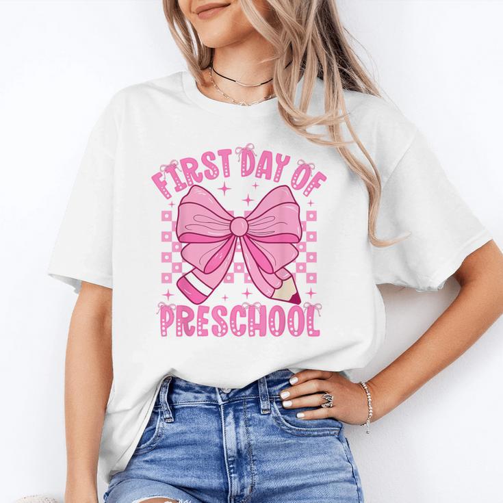 First Day Of Preschool Coquette Bow Back To School Girls Unisex T-Shirt First Day Of Preschool Coquette Bow Back To School Girls Unisex T-Shirt
