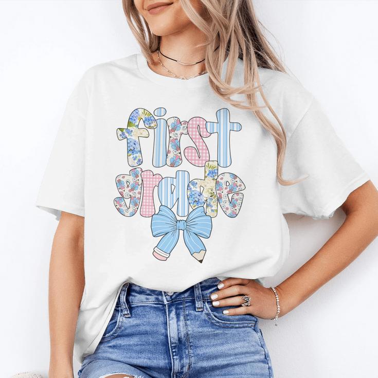 First Grade Coquette Bow Pencil First Day Back To School Performance Unisex T-Shirt First Grade Coquette Bow Pencil First Day Back To School Performance Unisex T-Shirt