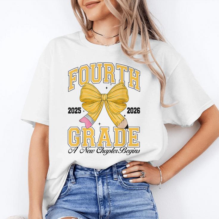 Fourth Grade Back To School First Day Pencil Bow 2025 Girls Unisex T-Shirt Fourth Grade Back To School First Day Pencil Bow 2025 Girls Unisex T-Shirt