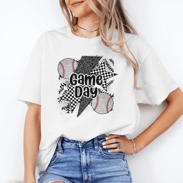 Game Day Baseball Retro Checkered Baseball Unisex T-Shirt Game Day Baseball Retro Checkered Baseball Unisex T-Shirt