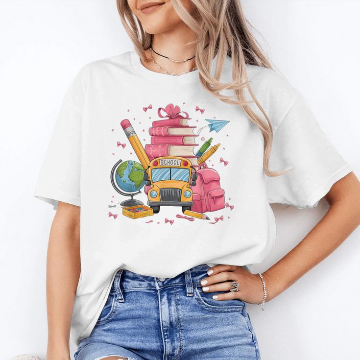 Girls Cute Pink Bows Coquette Aesthetic Back To School Unisex T-Shirt Girls Cute Pink Bows Coquette Aesthetic Back To School Unisex T-Shirt