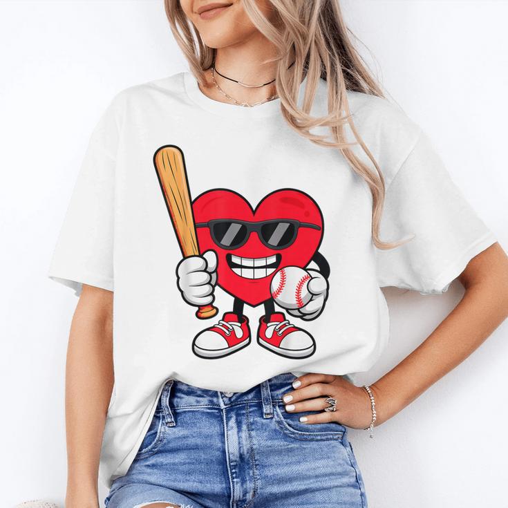 Heart Playing Baseball Valentines Day Unisex T-Shirt