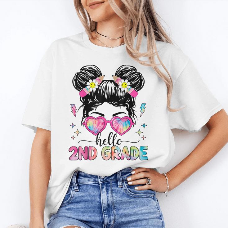 Hello 2nd Grade Messy Bun Girl Back To School First Day Unisex T-Shirt Hello 2nd Grade Messy Bun Girl Back To School First Day Unisex T-Shirt