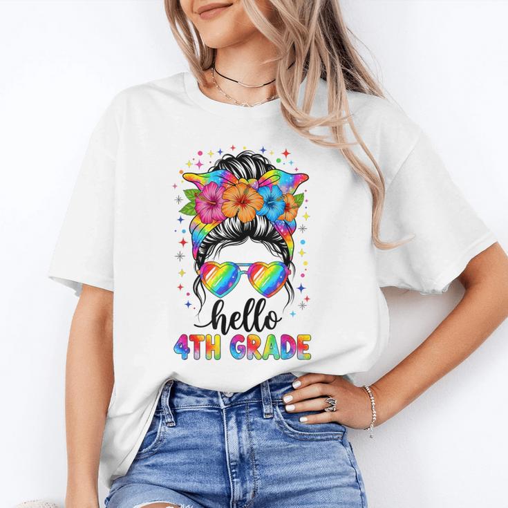 Hello 4th Grade Messy Bun Girls Back To School First Day Unisex T-Shirt Hello 4th Grade Messy Bun Girls Back To School First Day Unisex T-Shirt