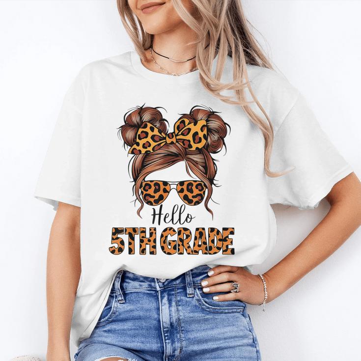 Hello 5th Grade Messy Hair Bun Girl Back To School First Day Unisex T-Shirt