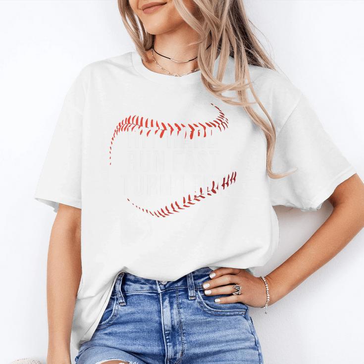 Hit Hard Run Fast Turn Left Baseball Player & Fan Premium Tri-Blend Unisex T-Shirt Hit Hard Run Fast Turn Left Baseball Player & Fan Premium Tri-Blend Unisex T-Shirt