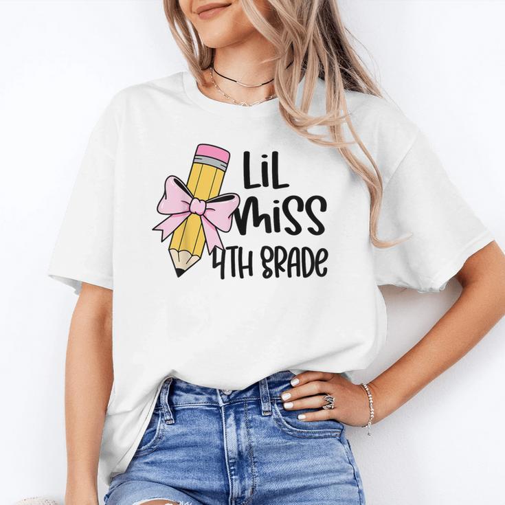 Lil Miss 4th Grade Coquette Bow Pencil Back To School Girls Unisex T-Shirt