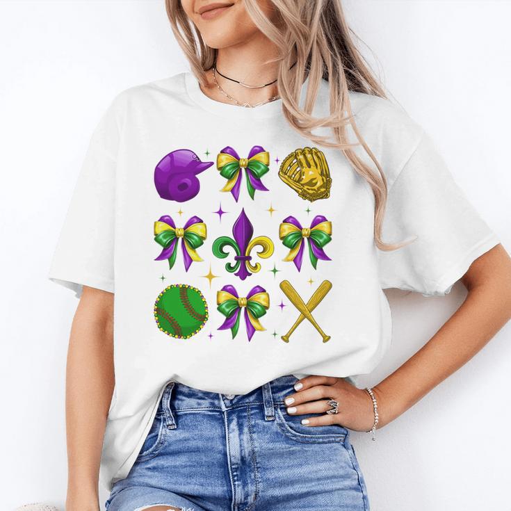 Mardi Gras Baseball Coquette Bow Fat Tuesday Parade Girls Unisex T-Shirt Mardi Gras Baseball Coquette Bow Fat Tuesday Parade Girls Unisex T-Shirt