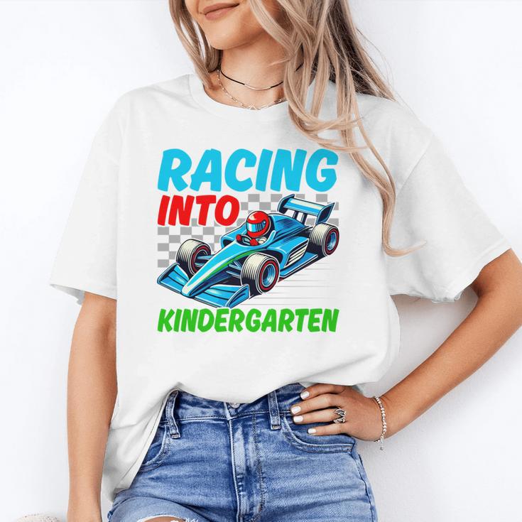 Racing Into Kindergarten Race Car Driver Back To School Performance Unisex T-Shirt Racing Into Kindergarten Race Car Driver Back To School Performance Unisex T-Shirt