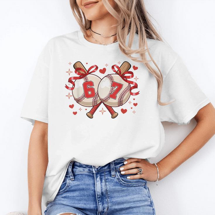 Six Seven 67 Meme Baseball Coquette Bow Valentine Unisex T-Shirt Six Seven 67 Meme Baseball Coquette Bow Valentine Unisex T-Shirt