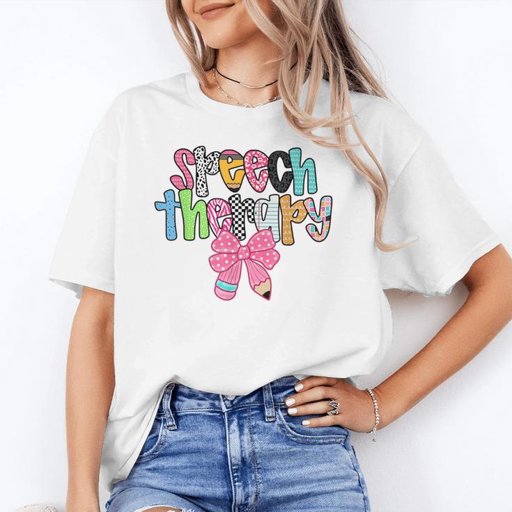 Women Speech Therapy Coquette Bow Pencil Back To School SLP Unisex T-Shirt Women Speech Therapy Coquette Bow Pencil Back To School SLP Unisex T-Shirt