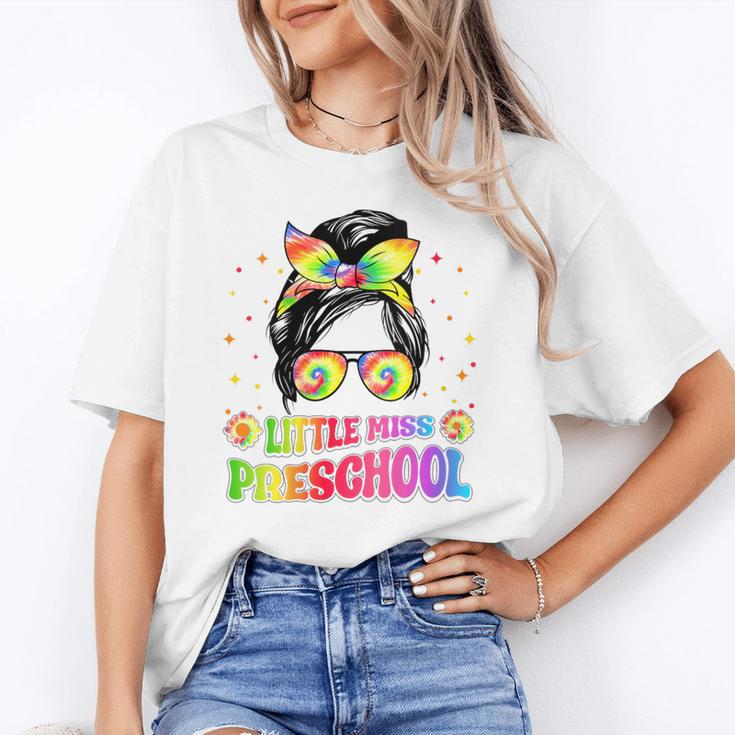 Women's Little Miss Preschool Messy Bun Tie Dye Back To School Girls Unisex T-Shirt Women's Little Miss Preschool Messy Bun Tie Dye Back To School Girls Unisex T-Shirt