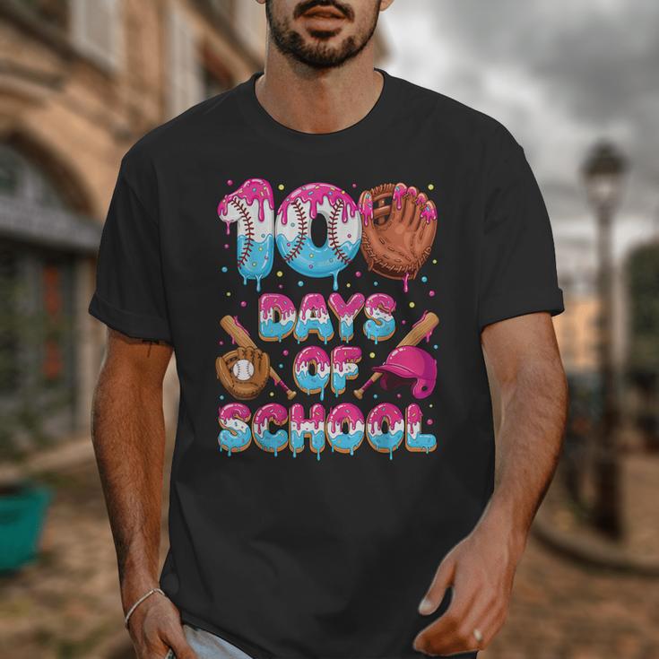 100 Days Of School Baseball Donut Dripping Teacher Boys Kids Unisex T-Shirt