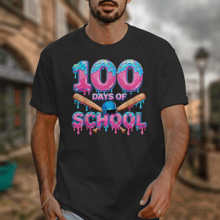 100 Days Of School Baseball Dripping Ice Cream 100th Day Unisex T-Shirt