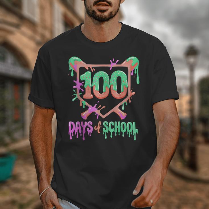 100 Days Of School Baseball Ice Cream Drip 100th Day Player Unisex T-Shirt