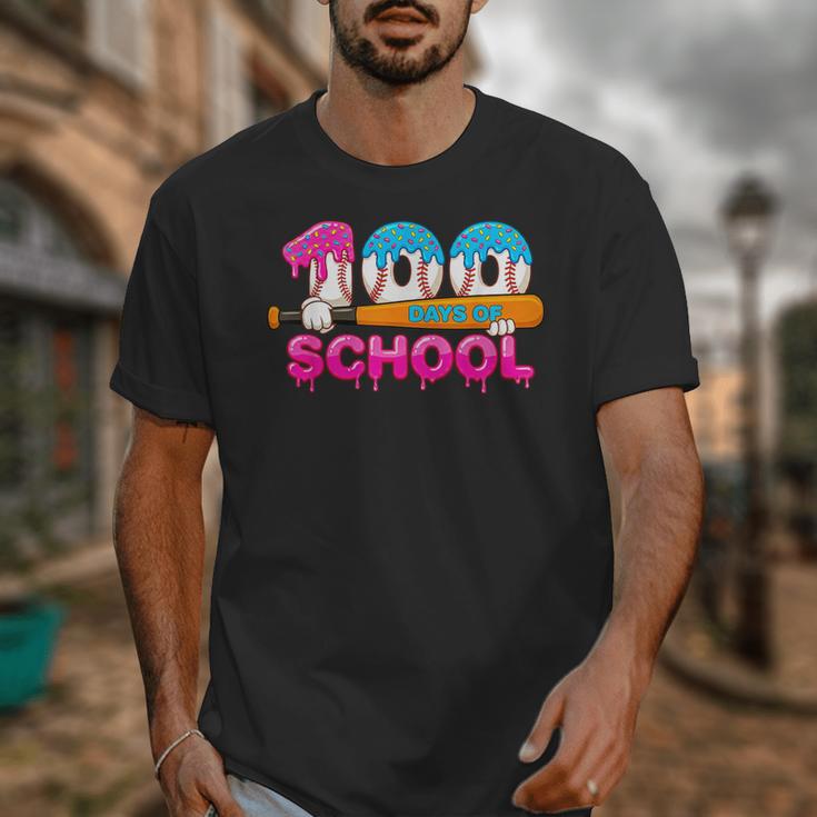 100 Days Of School Baseball Ice Cream Drip For Teacher Kid Unisex T-Shirt