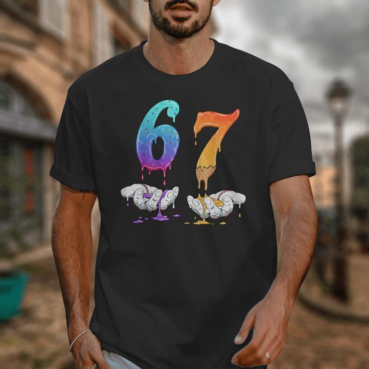6 7 Six Seven Meme Hands Ice Cream Baseball Drip Boy Girl Unisex T-Shirt
