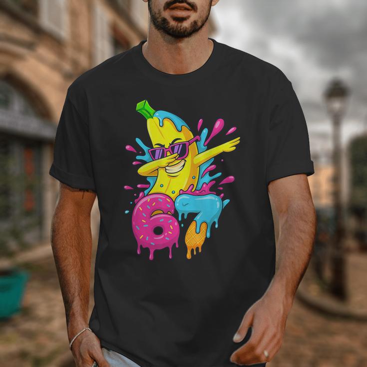 67 Dabbing Banana Baseball 6 7 Dripping Ice Cream Meme Unisex T-Shirt