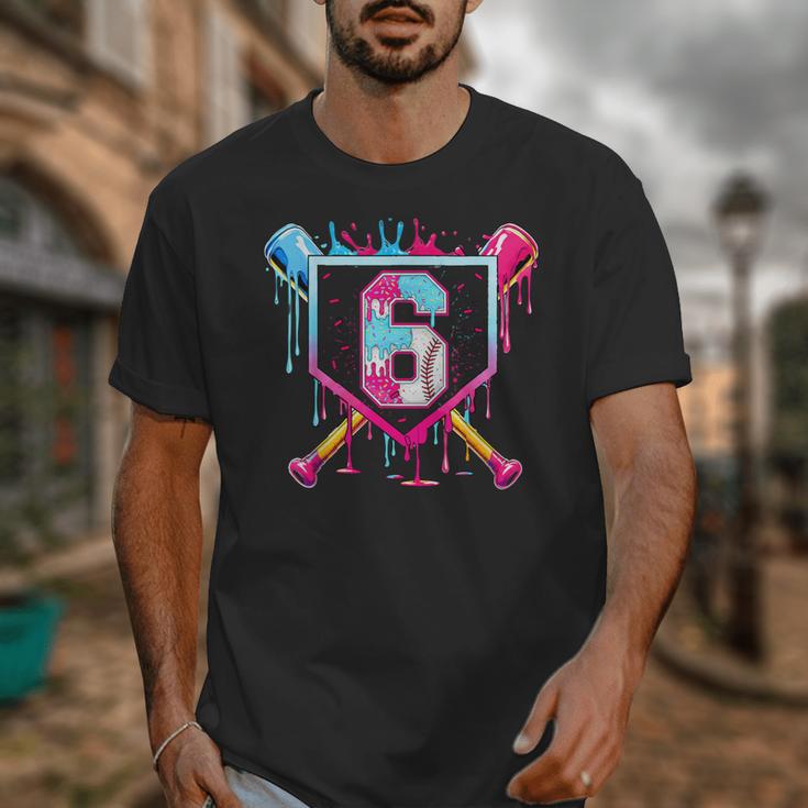 6th Birthday Boys Baseball Ice Cream Drip Boys Baseball Unisex T-Shirt