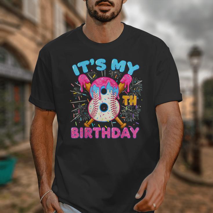 8th Birthday Baseball 8 Year Old Ice Cream Drip Boy Baseball Unisex T-Shirt