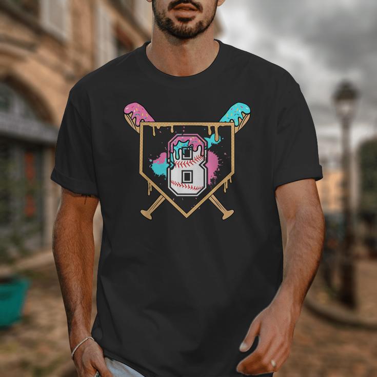 8th Birthday Baseball Bat Ice-Cream Drip 8yrs Old Boys Girls Unisex T-Shirt 8th Birthday Baseball Bat Ice-Cream Drip 8yrs Old Boys Girls Unisex T-Shirt